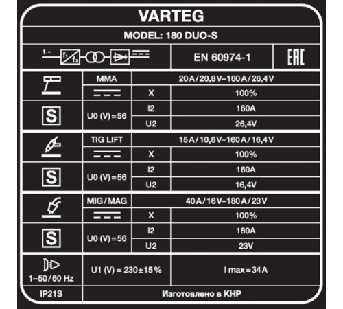 VARTEG 180 DUO-S